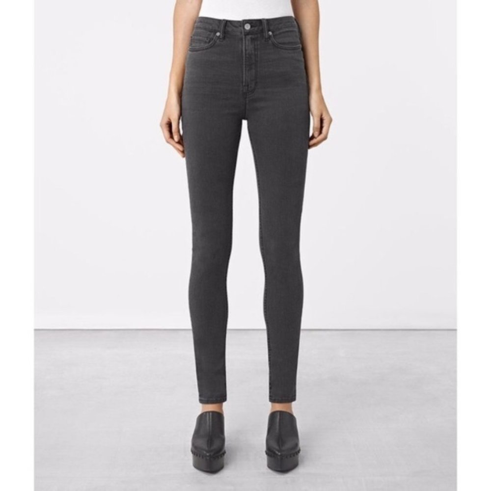 All Saints Stilt Fit Skinny Jeans Faded Black Size 25